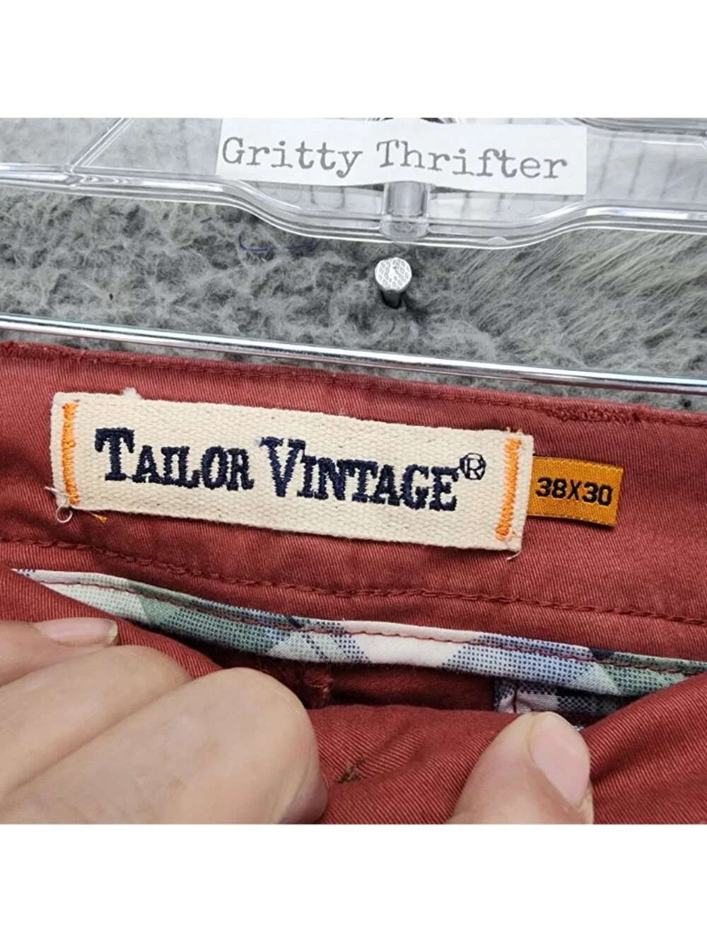 Tailor Vintage Pants Mens 38x30 Red Stretch High Rise Slim Fit *NWT*